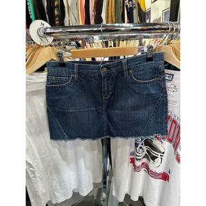 Vintage 90s Y2K Roxy Medium Wash Zippered Pockets Low Rise Jean Mini Skirt 7